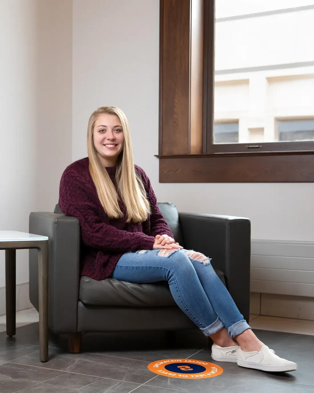 A person sitting in a chair.